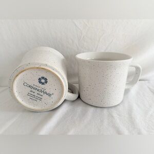 CorningWare White Ceramic Mugs with Blue Speckle - Set of 2